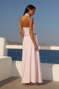 TARA HALTER COWL TOP - PINK