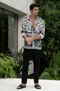 HAVANNA L/S SHIRT - BLACK/SAND