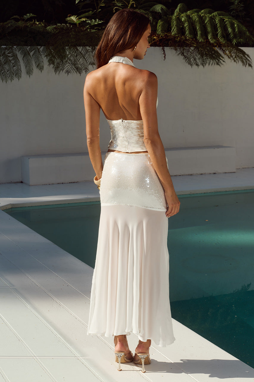 ADELUNA DEEP PLUNGE HALTER TOP - WHITE