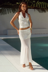 ADELUNA SHEER BOTTOM MAXI SKIRT - WHITE