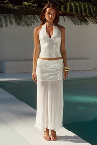 ADELUNA SHEER BOTTOM MAXI SKIRT - WHITE