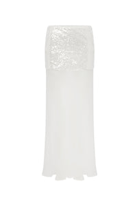 ADELUNA SHEER BOTTOM MAXI SKIRT - WHITE