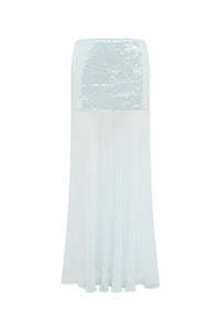 ADELUNA SHEER BOTTOM MAXI SKIRT - SKY BLUE