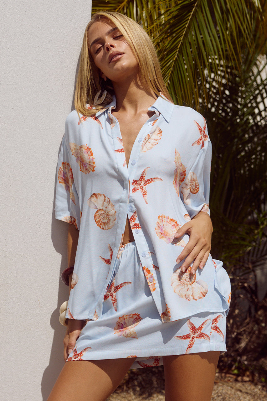 ADELYN SHIRT - BLUE SEASHELL