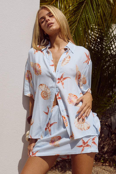 ADELYN SHIRT - BLUE SEASHELL