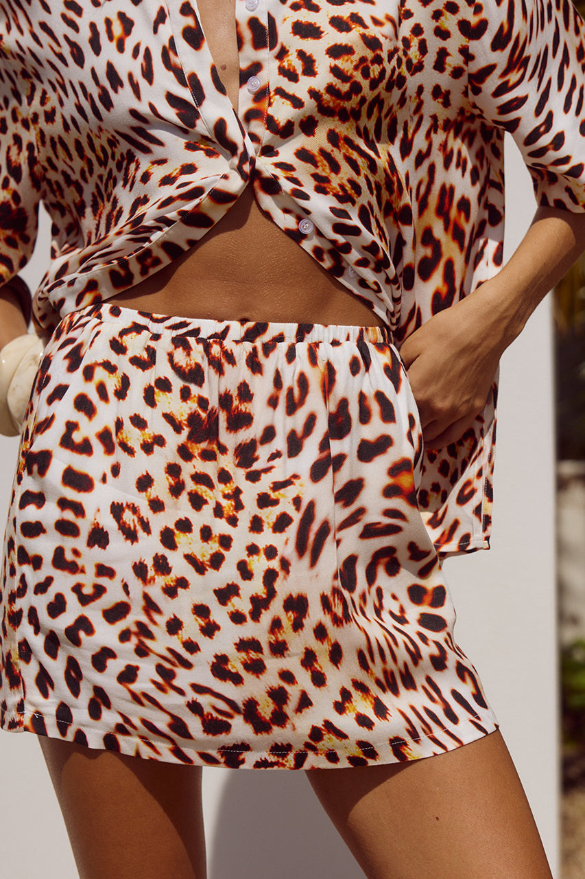ADELYN MINI SKIRT - TIKANI LEOPARD