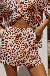 ADELYN MINI SKIRT - TIKANI LEOPARD