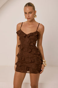 AISHA MINI DRESS - CHOCOLATE