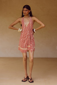 ALARA HALTER MINI DRESS - ALARA RED
