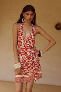 ALARA HALTER MINI DRESS - ALARA RED