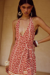 ALARA HALTER MINI DRESS - ALARA RED