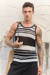 ALCHA KNIT TANK - BLACK/WHITE STRIPE