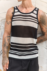 ALCHA KNIT TANK - BLACK/WHITE STRIPE