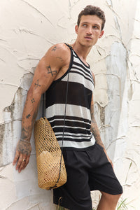 ALCHA KNIT TANK - BLACK/WHITE STRIPE