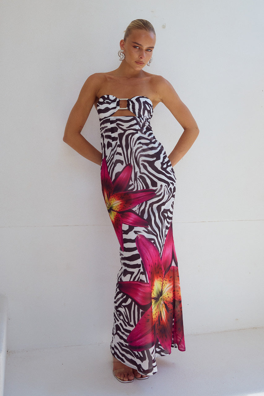 ALESSIA MAXI DRESS - ZEBRA FLORAL