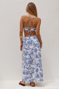 ALETHEA OPEN BACK MIDI DRESS - DAYDREAM BLUE
