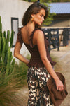 ALEXINA SLEEVELESS RUFFLE TOP - BITTER CHOCOLATE