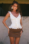 ALEXINA SLEEVELESS RUFFLE TOP - PEARL