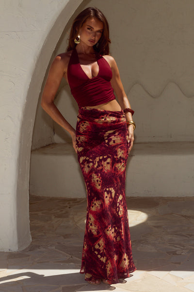 ALEXIS HALTER CUT OUT MAXI DRESS - ELIANA RED