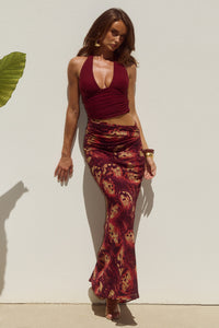 ALEXIS HALTER CUT OUT MAXI DRESS - ELIANA RED