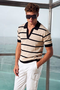 ALEX KNIT TOP - SAND/BLACK