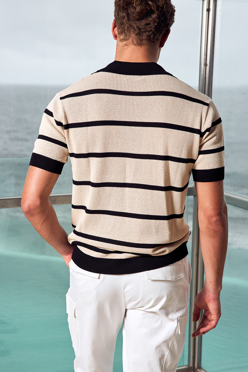 ALEX KNIT TOP - SAND/BLACK