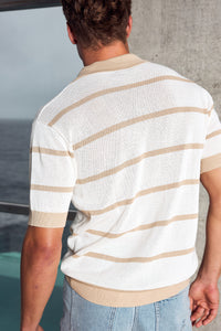 ALEX KNIT TOP - SAND/WHITE