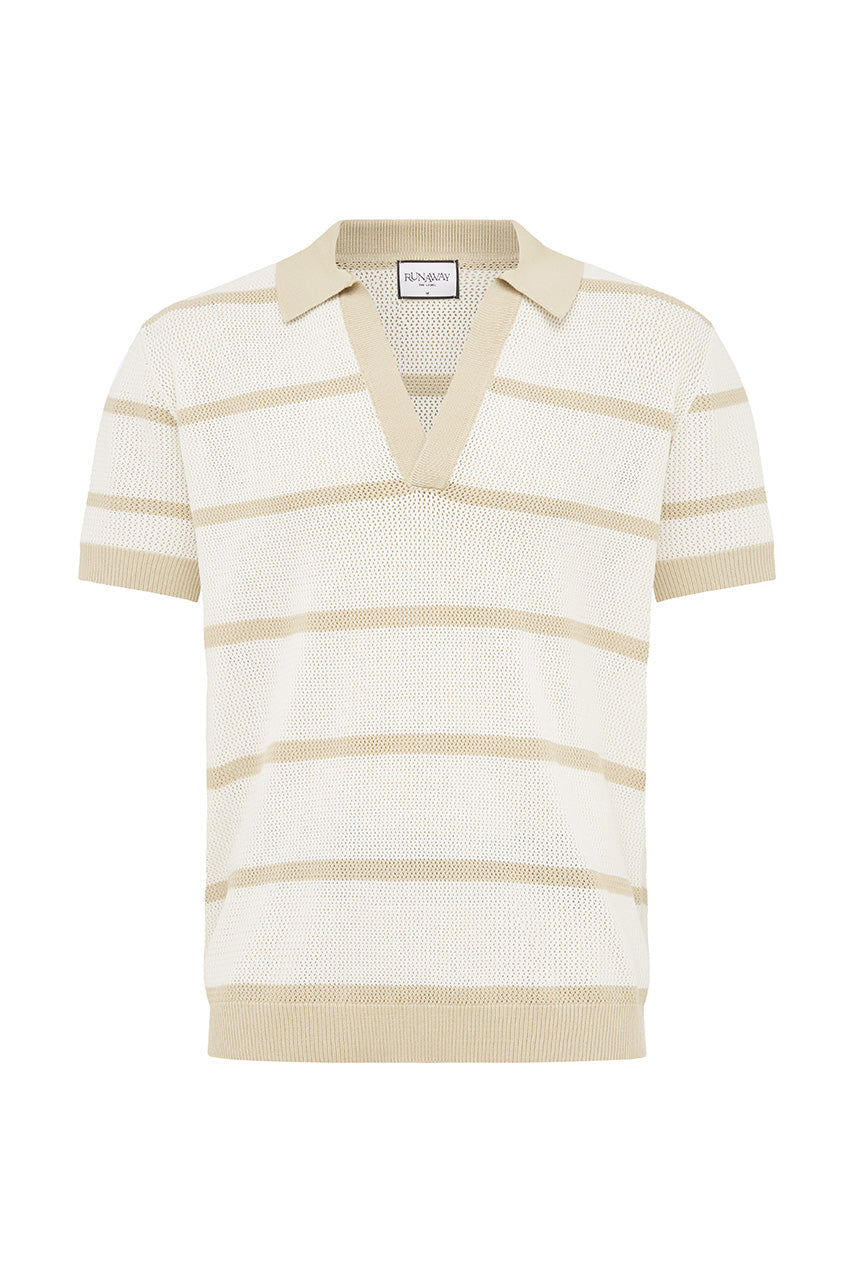 ALEX KNIT TOP - SAND/WHITE
