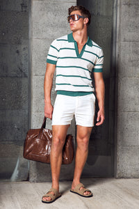 ALEX KNIT TOP - WHITE/JADE GREEN