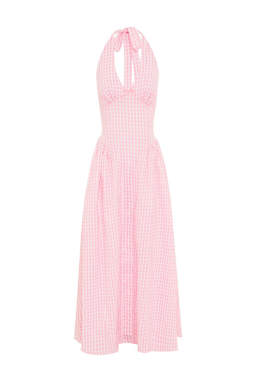 ALICIA MIDI DRESS - PINK GINGHAM