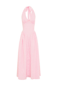 ALICIA MIDI DRESS - PINK GINGHAM