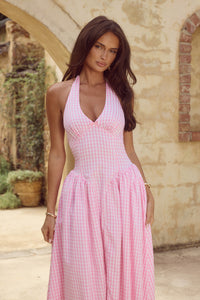 ALICIA MIDI DRESS - PINK GINGHAM
