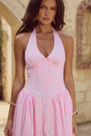 ALICIA MIDI DRESS - PINK GINGHAM