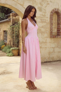 ALICIA MIDI DRESS - PINK GINGHAM