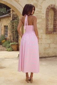 ALICIA MIDI DRESS - PINK GINGHAM