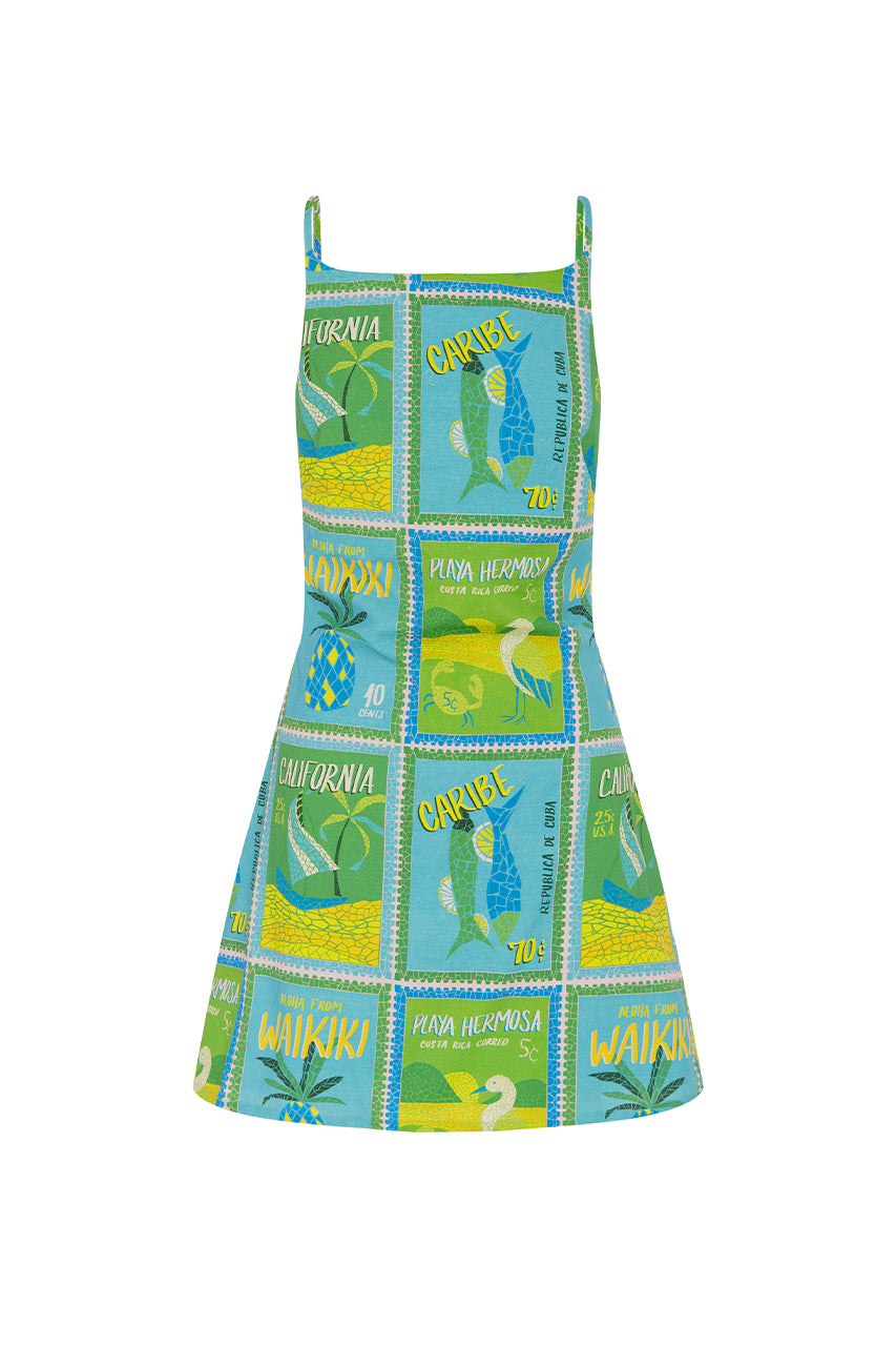 ALLEGRA MINI DRESS - ALOHA AQUA