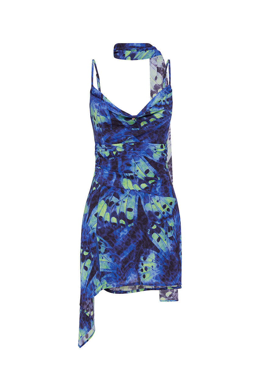 ALORA SCOOP NECK MINI DRESS - ELIANA BLUE