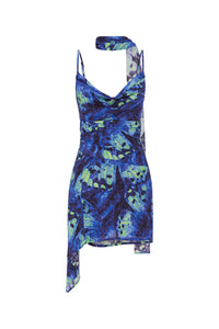 ALORA SCOOP NECK MINI DRESS - ELIANA BLUE