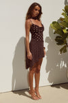 ALORA SCOOP NECK MINI DRESS - CHOC/LEMON POLKA