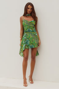 ALORA SCOOP NECK MINI DRESS - INDIANA GREEN