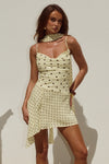 ALORA SCOOP NECK MINI DRESS - LEMON/CHOC POLKA