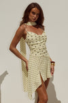 ALORA SCOOP NECK MINI DRESS - LEMON/CHOC POLKA