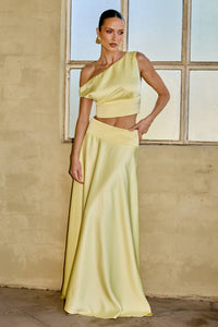 AMADINE OFF SHOULDER CROP TOP - LEMON