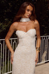 AMANA STRAPLESS SCARF MAXI DRESS - WHITE