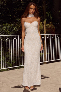 AMANA STRAPLESS SCARF MAXI DRESS - WHITE