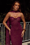 AMANA STRAPLESS SCARF MAXI DRESS - WINE