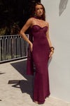 AMANA STRAPLESS SCARF MAXI DRESS - WINE