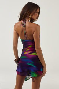 AMIKA COWL HANDKERCHIEF MINI DRESS - TUSCAN PURPLE