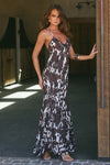 AMINAH V-NECK CROSS BACK MAXI DRESS - SHILOH BROWN