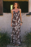 AMINAH V-NECK CROSS BACK MAXI DRESS - SHILOH BROWN